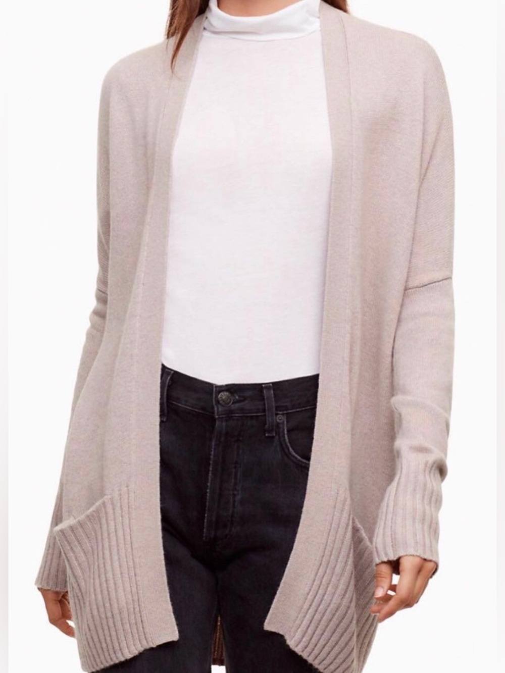 Aritzia Talula Lenox OpenFront Drop Sleeve Cardigan Cashmere Angora Blend Pocket